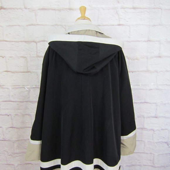 Jones New York Black Tan White Colorblock Zip Swing Hooded Jacket size 3X - Picture 8 of 11
